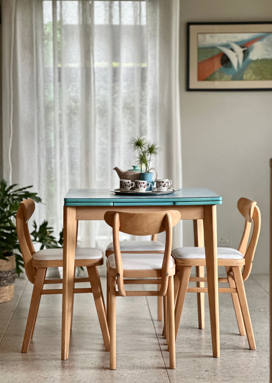 Retro Kitchen Table with a Set of Four Chairs