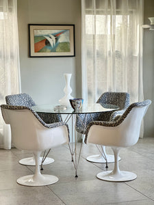 Glass & Chrome Round Dining Table - Eiffel Design