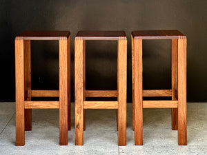 Three Solid Kiaat Bar Stools