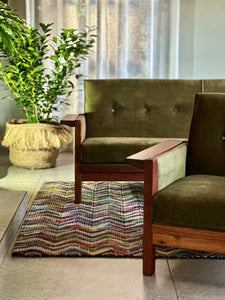 Pair of "Lubis" Armchairs in Olive Green
