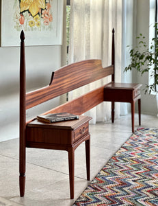 Sapele Mahogany Queen Headboard & Pedestals