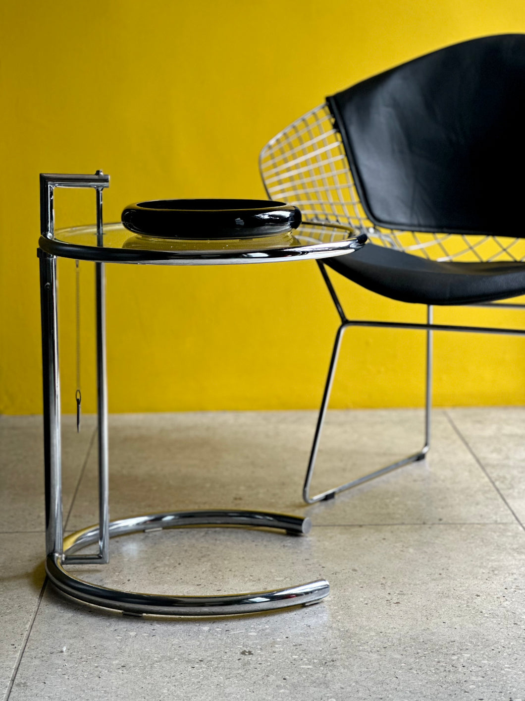 Adjustable Glass Side Table - Eileen Grey Style