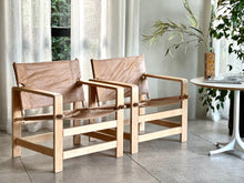 Load image into Gallery viewer, Pair of Leather Sling-Style Lounge Chairs
