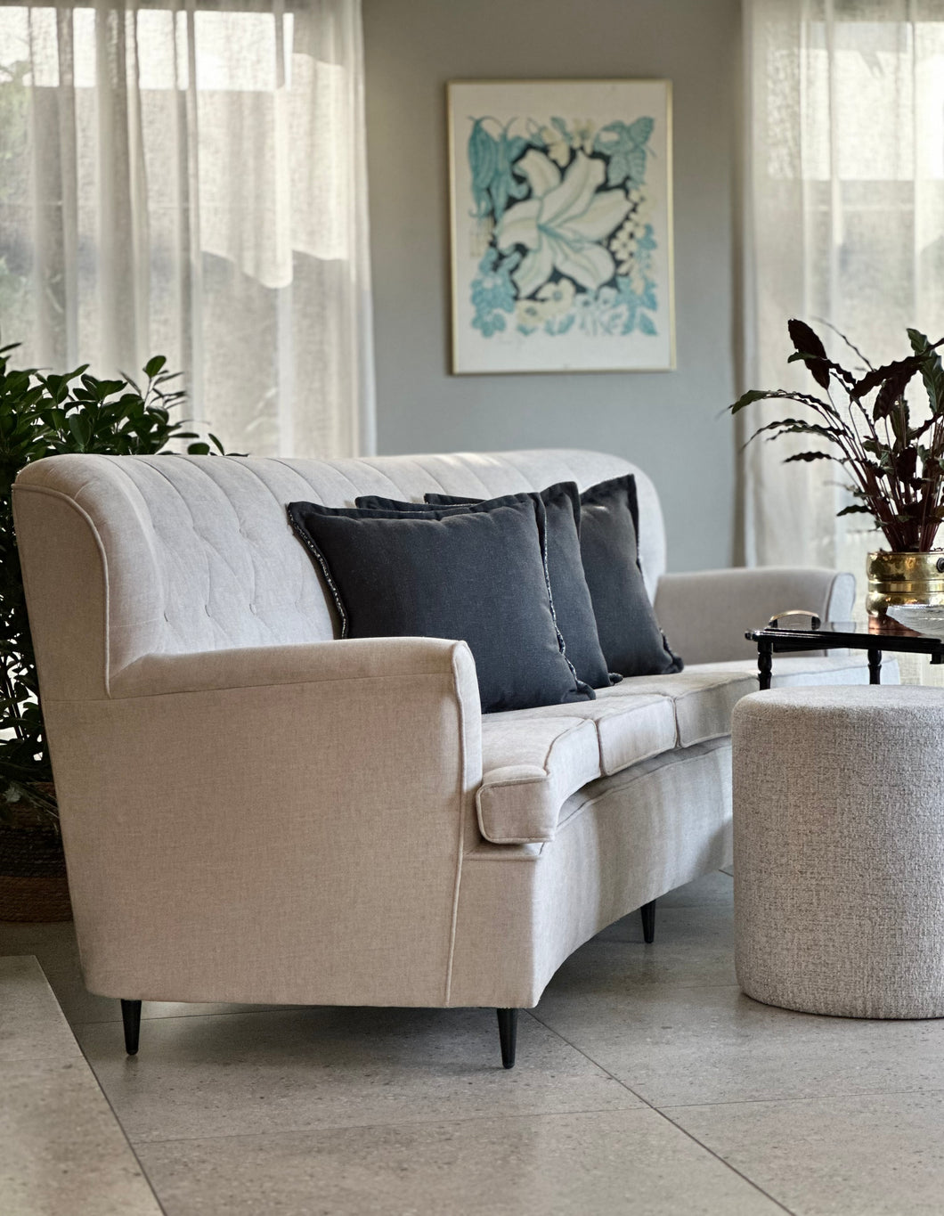 Curved Upholstered Couch