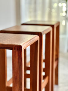 Three Solid Kiaat Bar Stools