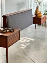 Load image into Gallery viewer, Mid-Century Headboard &amp; Pedestals | Queen Bed
