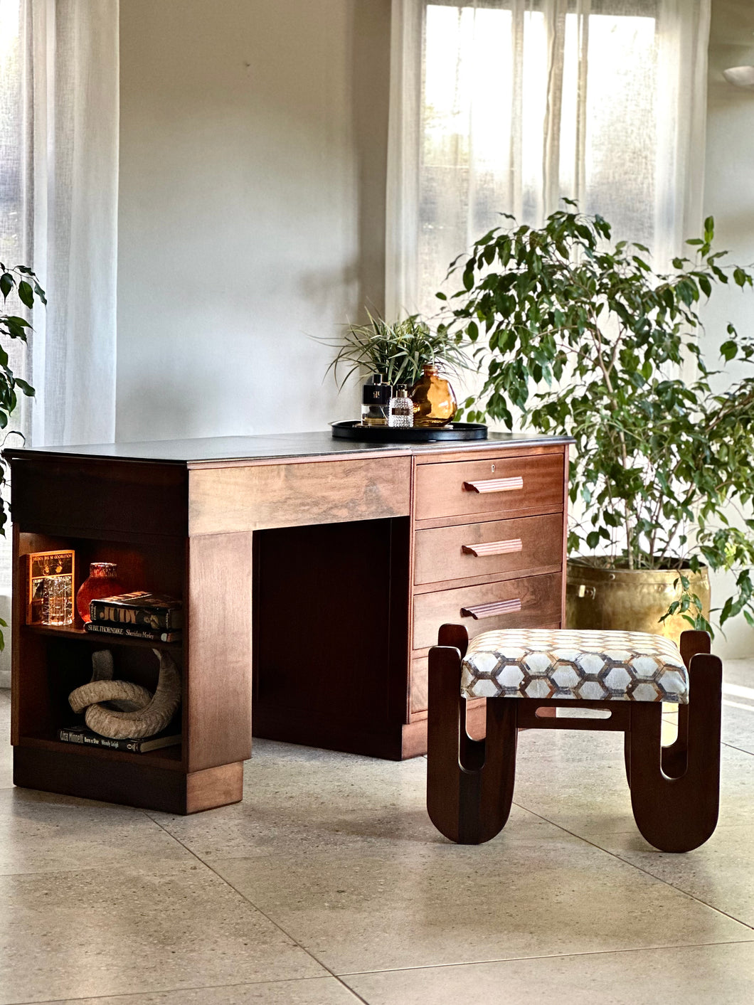 Vintage Dual-Purpose Desk / Dresser with Stool — by Stebarn Product (Reg. Trade Mark)