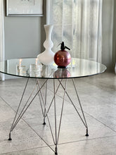 Load image into Gallery viewer, Glass &amp; Chrome Round Dining Table - Eiffel Design
