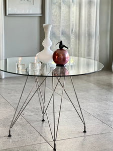 Glass & Chrome Round Dining Table - Eiffel Design