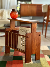 Load image into Gallery viewer, Solid Kiaat Magazine Rack &amp; Side Table
