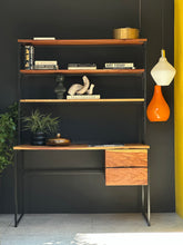 Load image into Gallery viewer, Comtemporary Solid Kiaat Desk with Integrated Shelves
