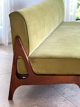 Load image into Gallery viewer, Mid-Century Sleeper Couch in Lime Green Velvet
