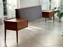 Load image into Gallery viewer, Mid-Century Headboard &amp; Pedestals | Queen Bed
