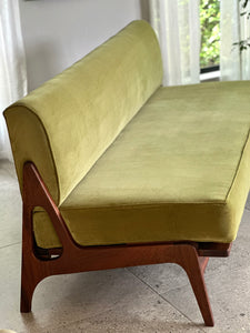 Mid-Century Sleeper Couch in Lime Green Velvet