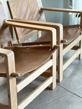 Load image into Gallery viewer, Pair of Leather Sling-Style Lounge Chairs
