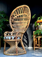 Load image into Gallery viewer, Vintage Cane &amp; Rattan Peacock Chair
