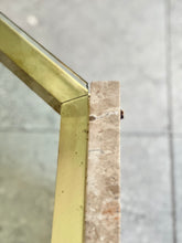 Load image into Gallery viewer, Travertine, Solid Brass &amp; Glass Coffee Table
