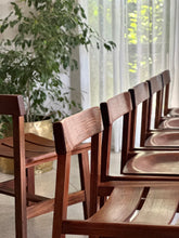 Load image into Gallery viewer, Set of 6 Kiaat Dining Chairs by DS Vorster &amp; Co (4 with Leather)
