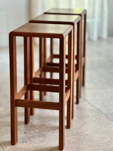 Three Solid Kiaat Bar Stools