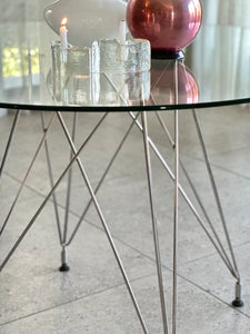 Glass & Chrome Round Dining Table - Eiffel Design