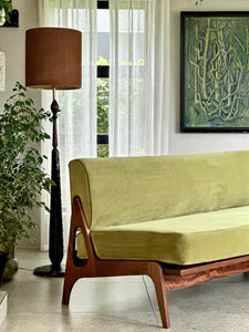 Mid-Century Sleeper Couch in Lime Green Velvet