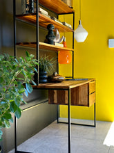 Load image into Gallery viewer, Comtemporary Solid Kiaat Desk with Integrated Shelves
