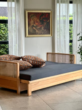 Load image into Gallery viewer, Vintage Beechwood Sleeper Couch
