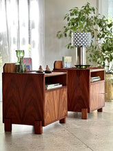 Load image into Gallery viewer, A Pair of Bedside Pedestals | Built-in Magazine or Book Holder
