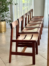 Load image into Gallery viewer, Set of 6 Kiaat Dining Chairs by DS Vorster &amp; Co (4 with Leather)

