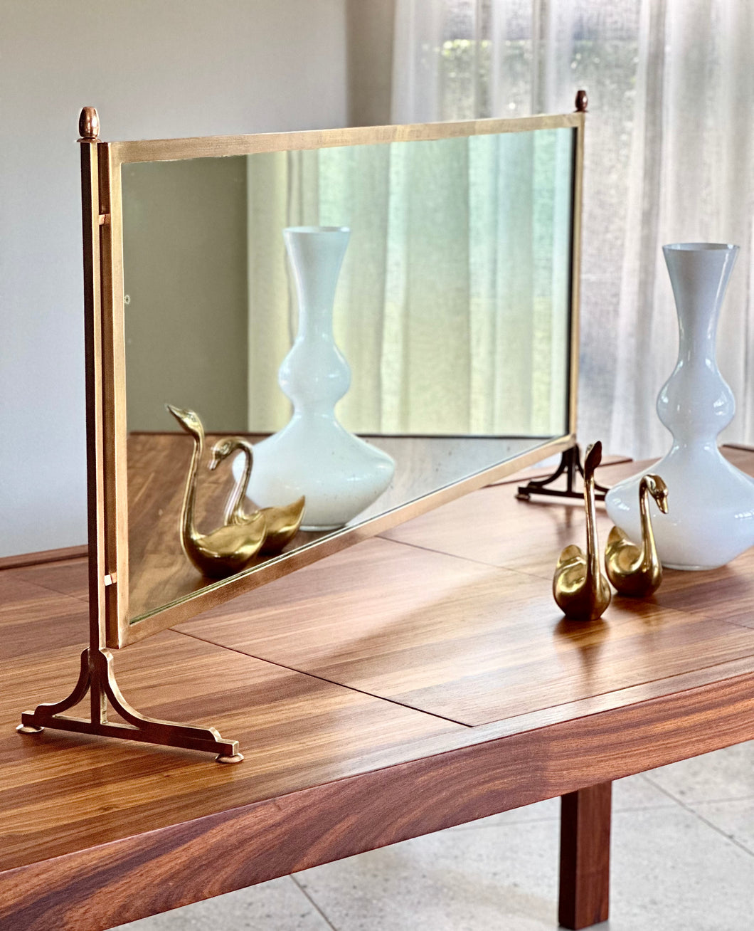 Solid Brass Table-Top Free Standing mirror