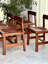 Load image into Gallery viewer, Set of 6 Kiaat Dining Chairs by DS Vorster &amp; Co (4 with Leather)
