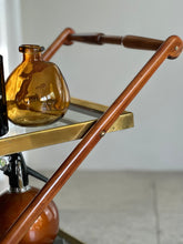 Load image into Gallery viewer, Elegant Brass, Glass &amp; Wooden Drinks Cart
