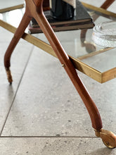 Load image into Gallery viewer, Elegant Brass, Glass &amp; Wooden Drinks Cart
