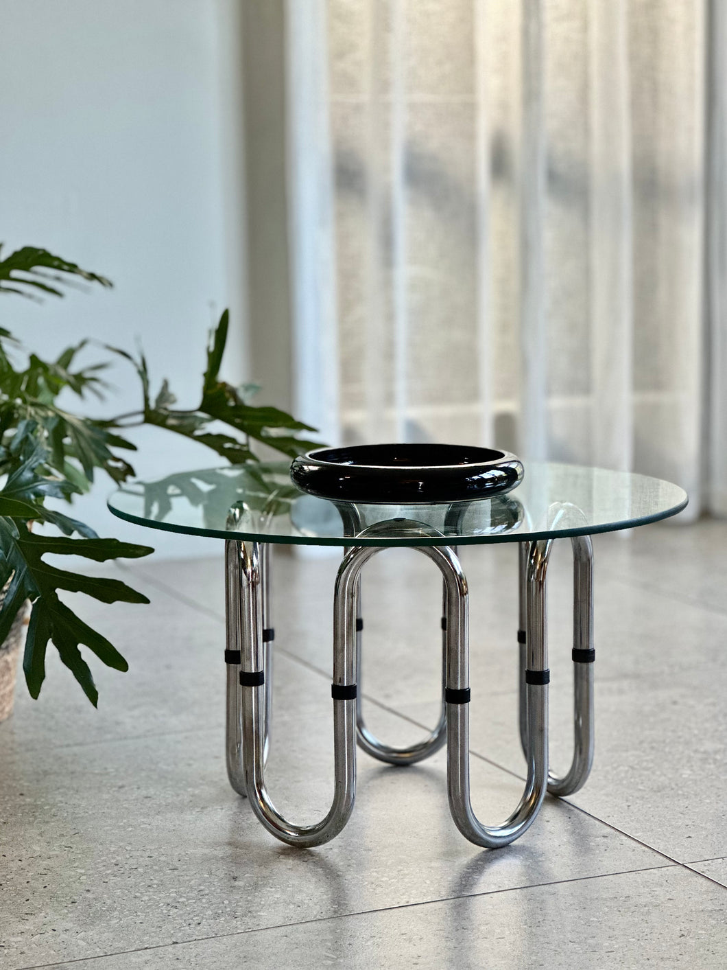 Glass & Chrome Round Coffee Table