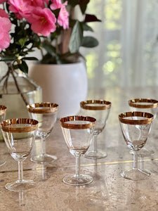 Set of Eight Gold Rimmed Wine Glasses