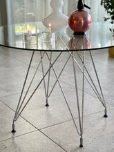 Load image into Gallery viewer, Glass &amp; Chrome Round Dining Table - Eiffel Design
