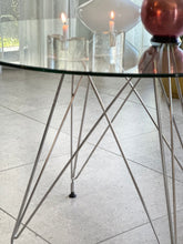 Load image into Gallery viewer, Glass &amp; Chrome Round Dining Table - Eiffel Design
