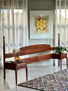 Sapele Mahogany Queen Headboard & Pedestals