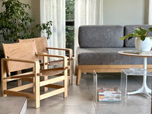 Load image into Gallery viewer, Pair of Leather Sling-Style Lounge Chairs
