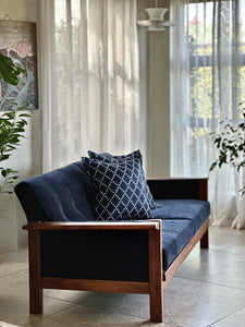 Retro Lubis Three-Seater Couch in Midnight Navy