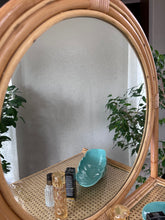 Load image into Gallery viewer, Cane Dressing Table with Round Framed Mirror
