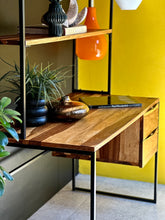 Load image into Gallery viewer, Comtemporary Solid Kiaat Desk with Integrated Shelves
