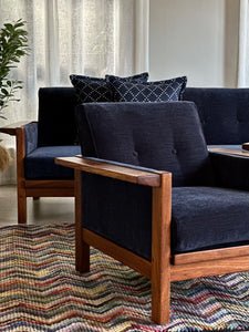 Retro Lubis Three-Seater Couch in Midnight Navy