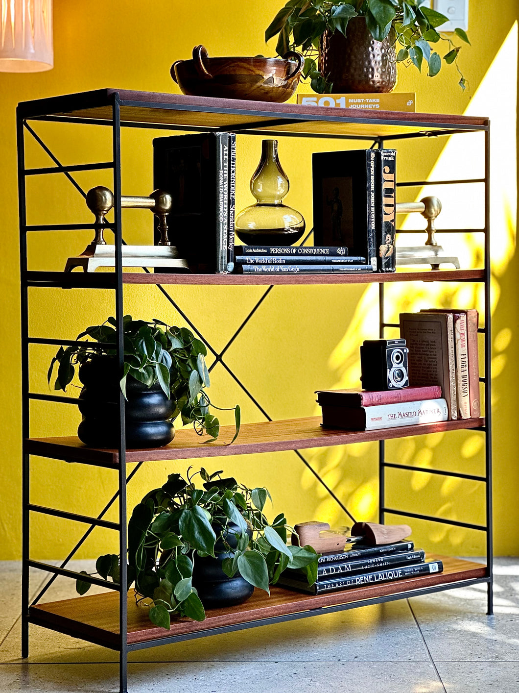 Retro Steel & Wood Bookshelf