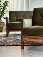 Load image into Gallery viewer, Pair of &quot;Lubis&quot; Armchairs in Olive Green
