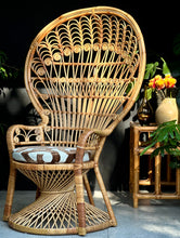 Load image into Gallery viewer, Vintage Cane &amp; Rattan Peacock Chair
