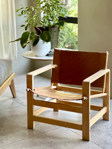 Pair of Leather Sling-Style Lounge Chairs