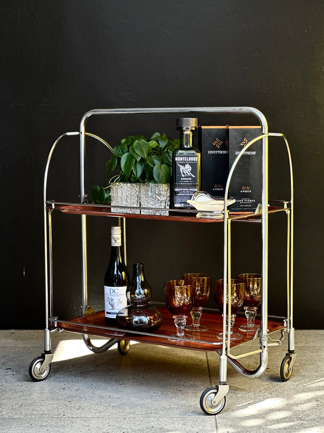 Foldable Retro Trolley - Formica Trays