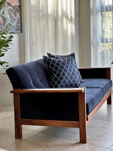 Retro Lubis Three-Seater Couch in Midnight Navy