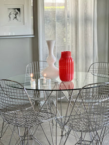 Glass & Chrome Round Dining Table - Eiffel Design